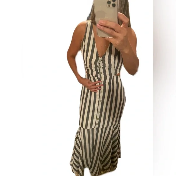 Striped Sleeveless Dress with Cutouts - Picture 4 of 4